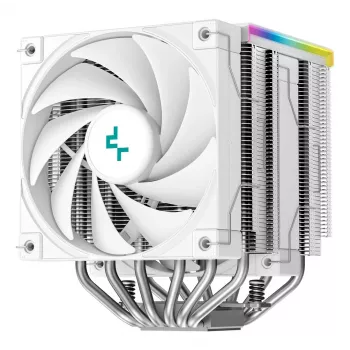 DeepCool AK620 Digital SE White -ilmajäähdytin — kaksi 120 mm:n tuuletinta, 6 lämpöputkea, PWM, LGA-1700-tuki, sisäänrakennettu näyttö