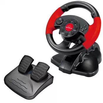 Ohjauspyörä ESPERANZA EG103 peliohjain — PC/PS2/PS3, 13 painiketta, värinä, kiihtyvyysanturi, musta/punainen
