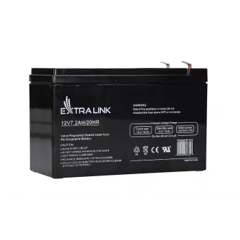 UPS-akku Extralink AGM 12V 7,2Ah (7Ah) suljettu lyijyakku VRLA, huoltovapaa, musta
