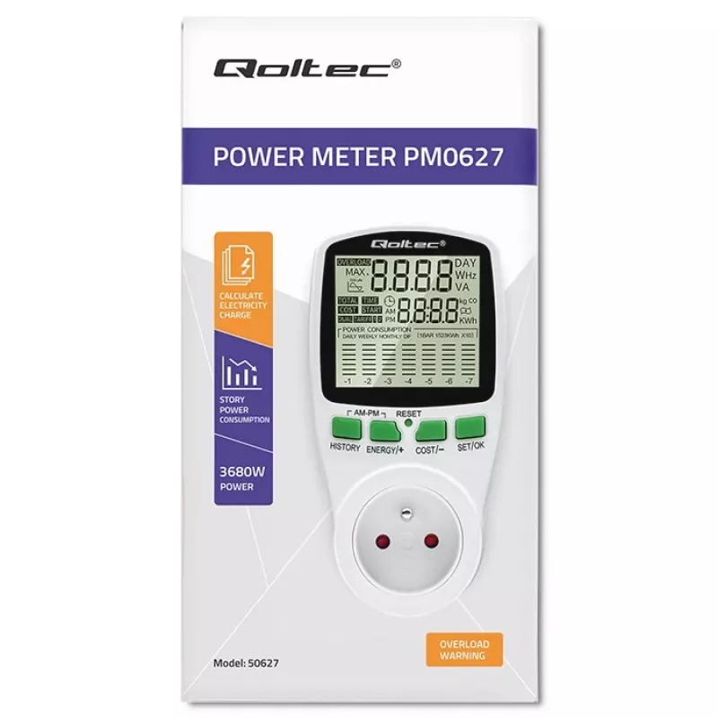 Tehomittari QOLTEC PM0627 3680W historiatoiminnolla — QOLTEC PM0627 3680W