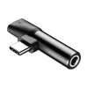 Baseus audio-adapteri USB-C 3,5 mm miniliitäntä + USB-C (musta)