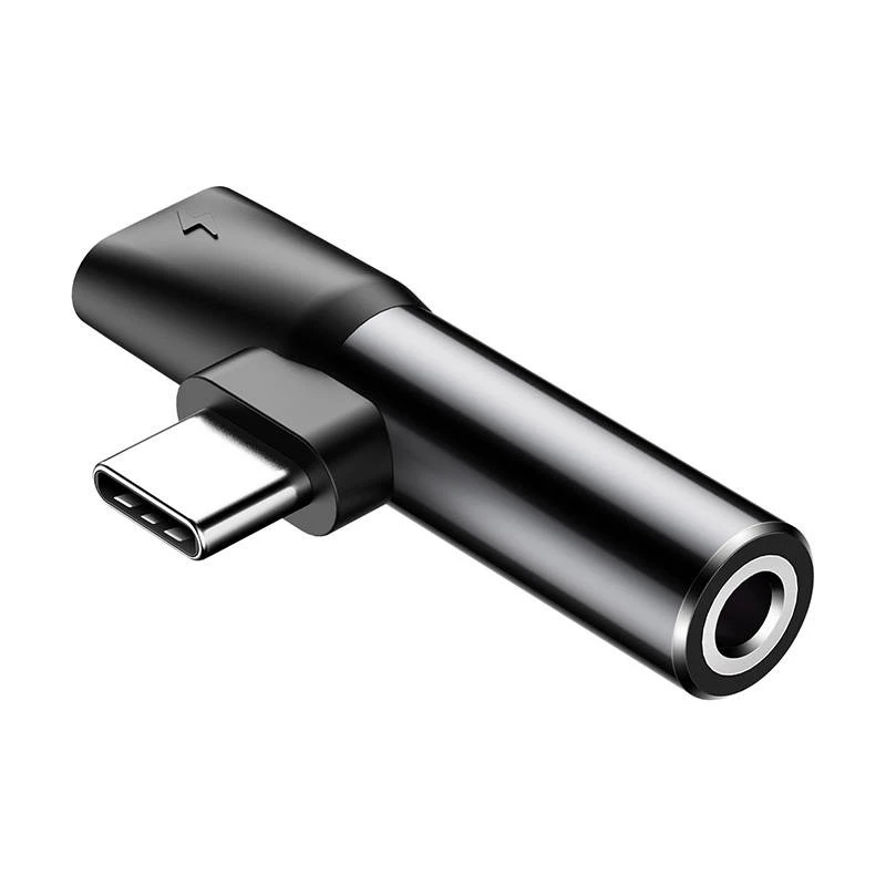 Baseus audio-adapteri USB-C 3,5 mm miniliitäntä + USB-C (musta)