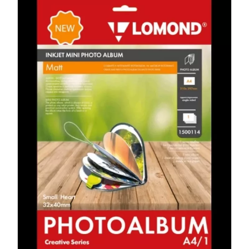 Lomond mustesuihku-minialbumi Small Heart matta 32×40 mm (pieni)