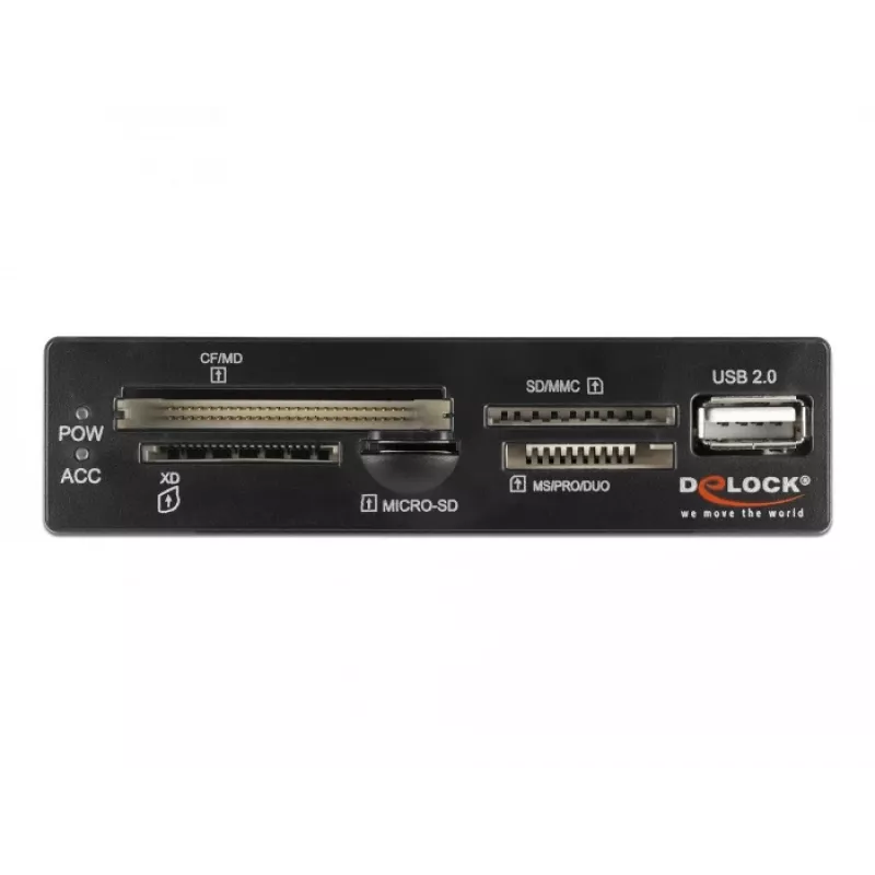 DeLOCK 91708 kortinlukija USB 2.0 sisäinen musta harmaa CF SD MicroSD