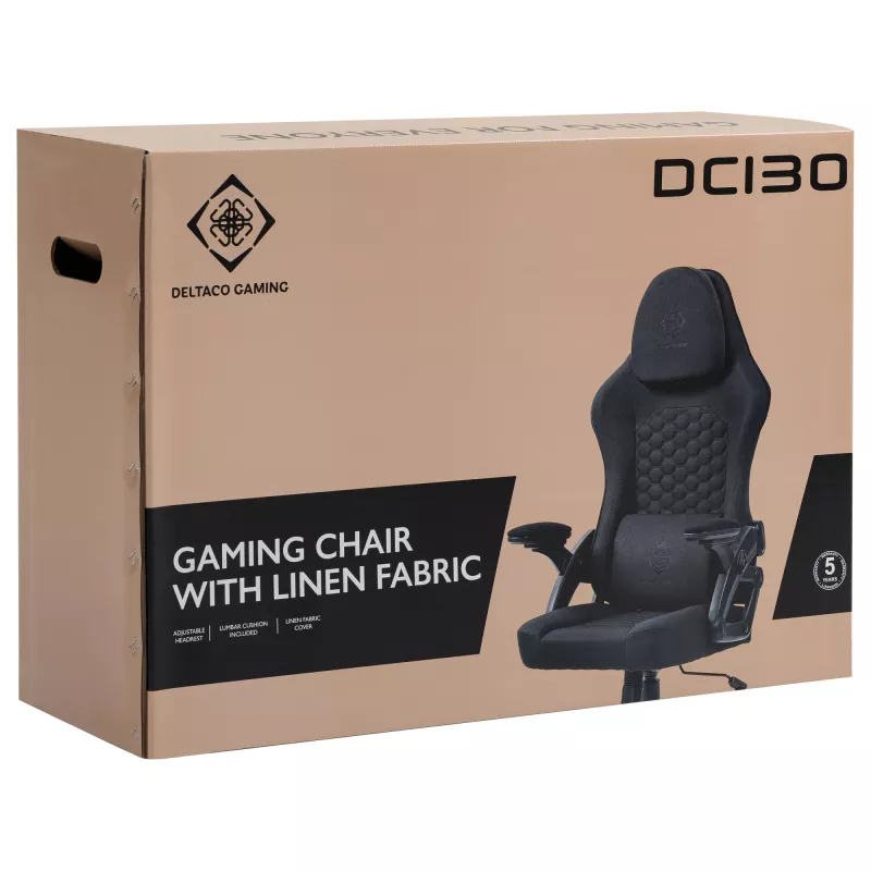 Deltaco DC130 pelituoli Soft Woven Mesh musta (GAM-180)