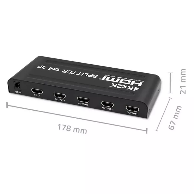 Qoltec 51798 aktiivinen HDMI-jakaja 4 x HDMI 4K x 2K | 3.4Gb/s