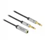 Delock - kuulokeliitäntäadapteri - mini-phone stereo 3,5 mm 4-napainen naaras - stereo mini-kuulokeliitin uros - 27 cm - musta (66740)
