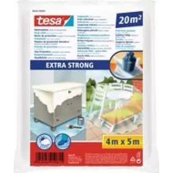 Tesa 56652 erittäin vahva suojahuopa, 4 x 5 m, läpinäkyvä