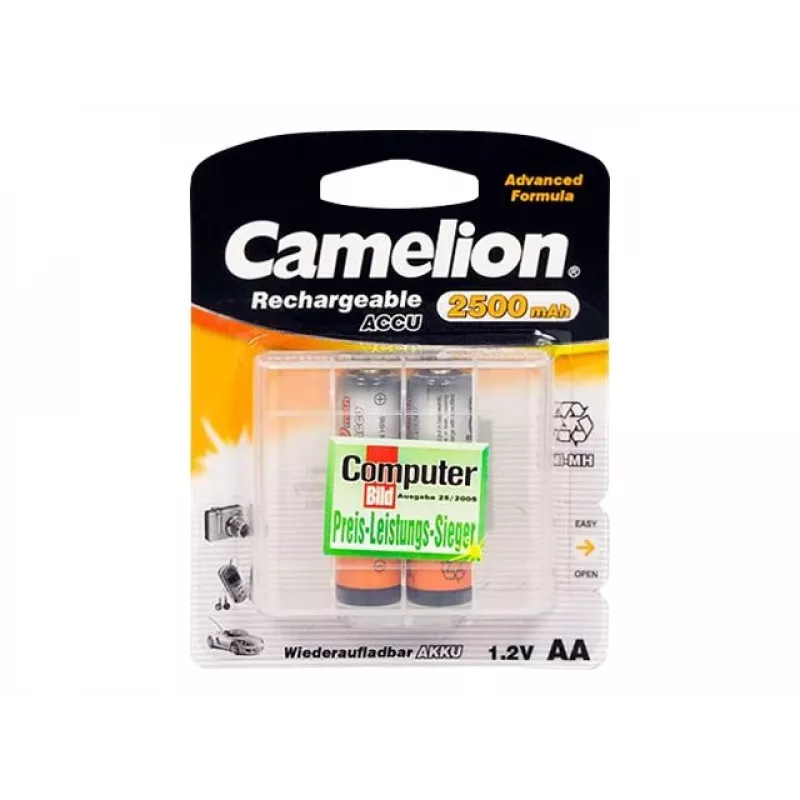 Uudelleenladattavat Ni‑MH AA/HR6 akut CAMELION 2500 mAh, 2 kpl