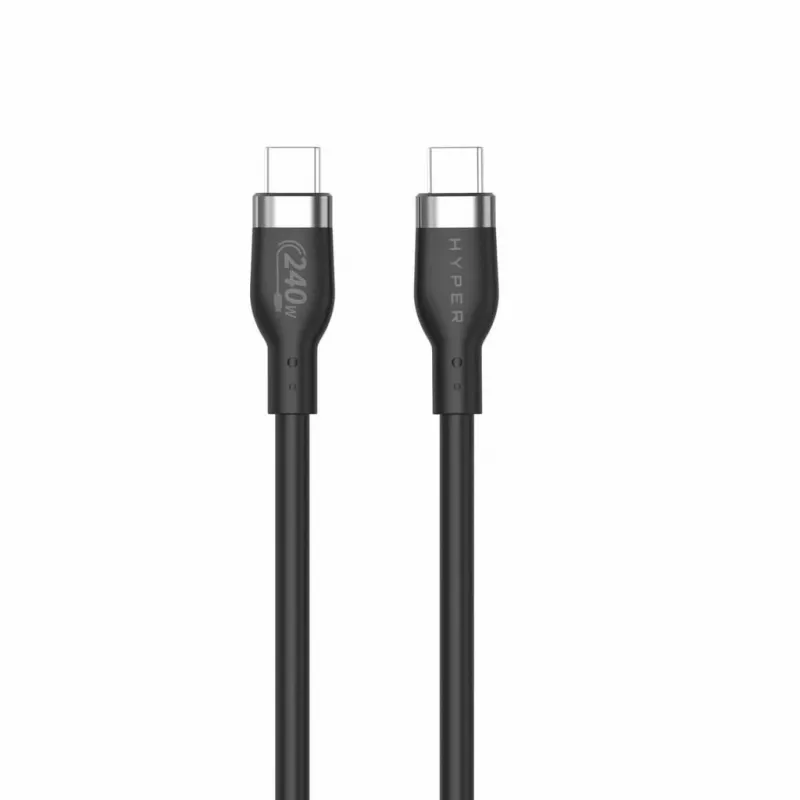 HYPER HyperJuice 240W silikoni USB-C - USB-C-kaapeli (1,8m/2m) - musta