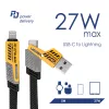 Akyga AK-USB-57 punottu 4-in-1-kaapeli USB-A/USB-C - USB-C/Lightning, USB 2.0, 65 W, 1 m, harmaa