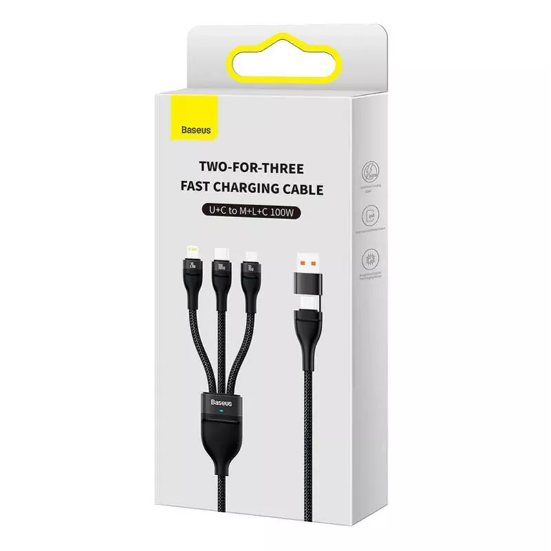 USB-kaapeli Baseus CASS030101 1,2 m USB-A/USB-C USB-C/Micro-USB-B/Lightning musta