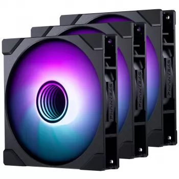 PHANTEKS M25 Gen2 PWM D-RGB 140 mm -tuuletin, 3 kpl:n pakkaus, musta