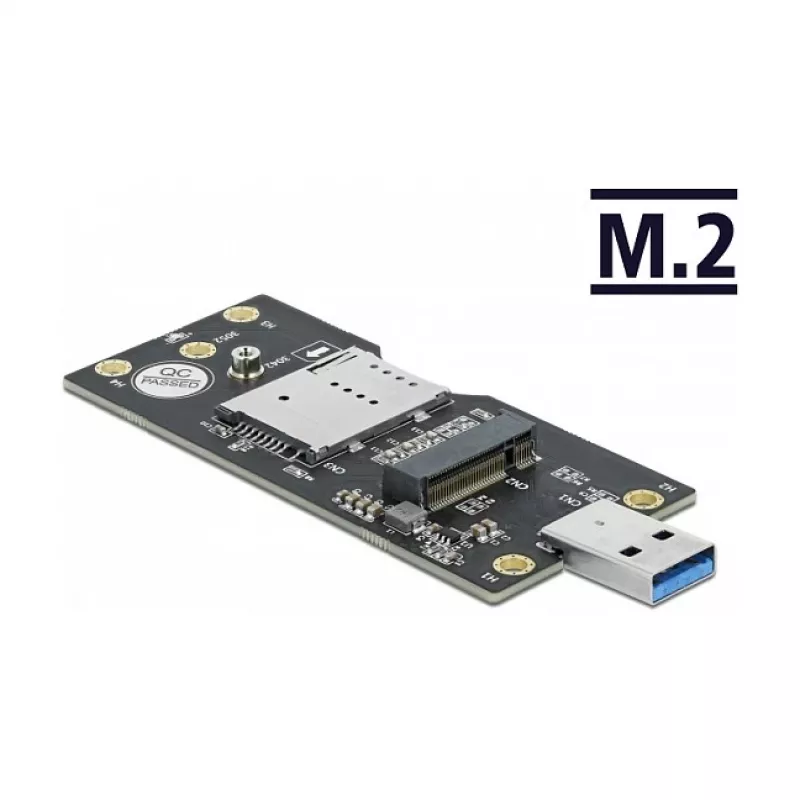 Delock 63166 USB 3.0 Type-A M.2 Key B muunnin SIM-paikalla