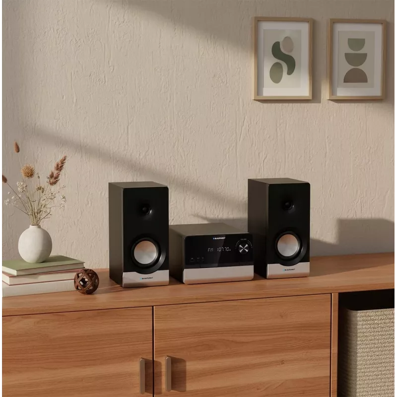 Kotiaudiomikrojärjestelmä BLAUPUNKT MS40.2BT — 2×50 W RMS, Bluetooth, CD, USB, HDMI ARC, optinen tulo, LED-näyttö (musta)