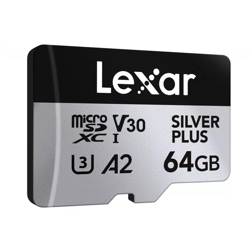 MicroSD-kortti Lexar 64 GB UHS-I luokka 3 SILVER PLUS