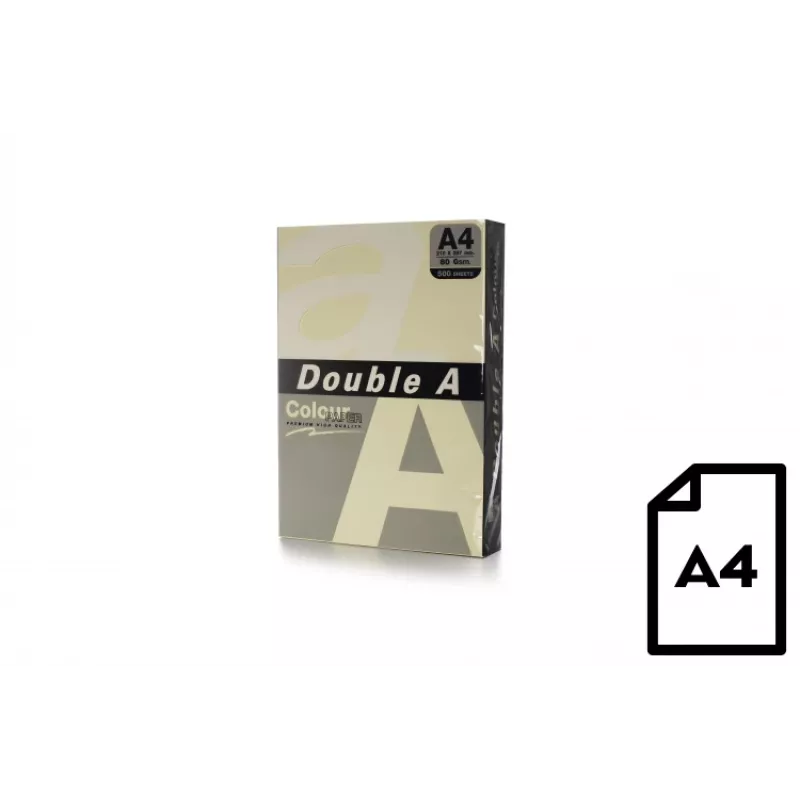 Väripaperi Double A, 80g, A4, 500 arkkia, norsunluu