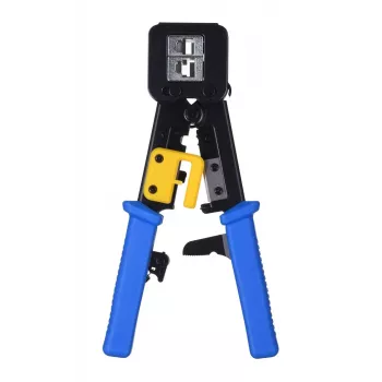 Puristin Alantec NI040 RJ-45-liittimille, teräsrakenne, muovikahvat, musta/sininen