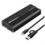 Ulkoinen SSD-kotelo QOLTEC NV2270 M.2 SATA/NVMe-asemille, USB-C, jopa 2 TB
