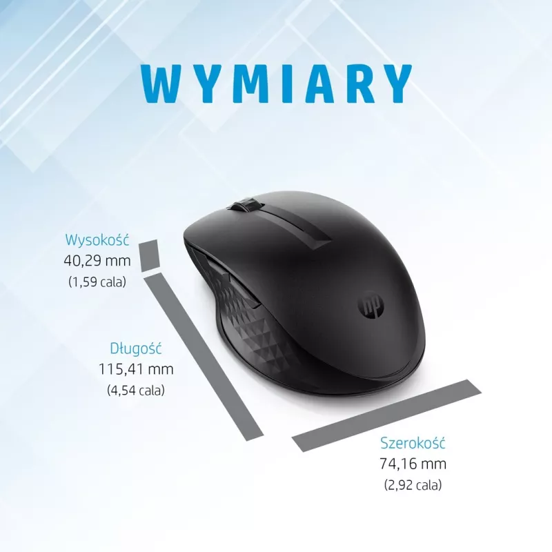 HP 435 monilaitteinen langaton hiiri, molempikätinen, RF Wireless + Bluetooth, 4000 DPI, musta