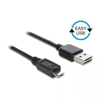 DELOCK kaapeli EASY-USB 2.0 Type-A uros > USB 2.0 Type Micro-B uros 50 cm musta