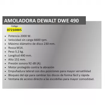DeWALT DWE490-QS kulmahiomakone, 230 mm, 2000 W