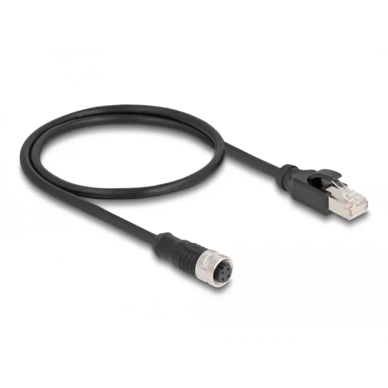 DeLOCK M12 sovitinkaapeli D-koodattu 4-napainen naaras - RJ45 uros 50 cm