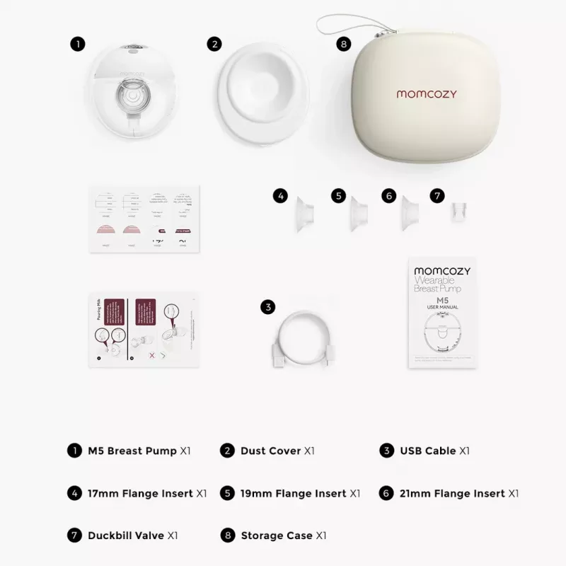 Rintapumppu Momcozy BP179-GR00BA-A 160 ml elektroninen paristo verkkovirtasovitin