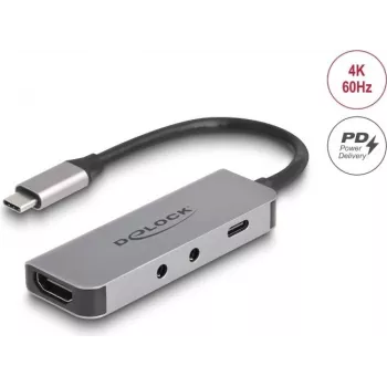 DeLOCK 61064 USB-keskitin Type-C 3.2 Gen 1 HDMI 3840x2160 60Hz
