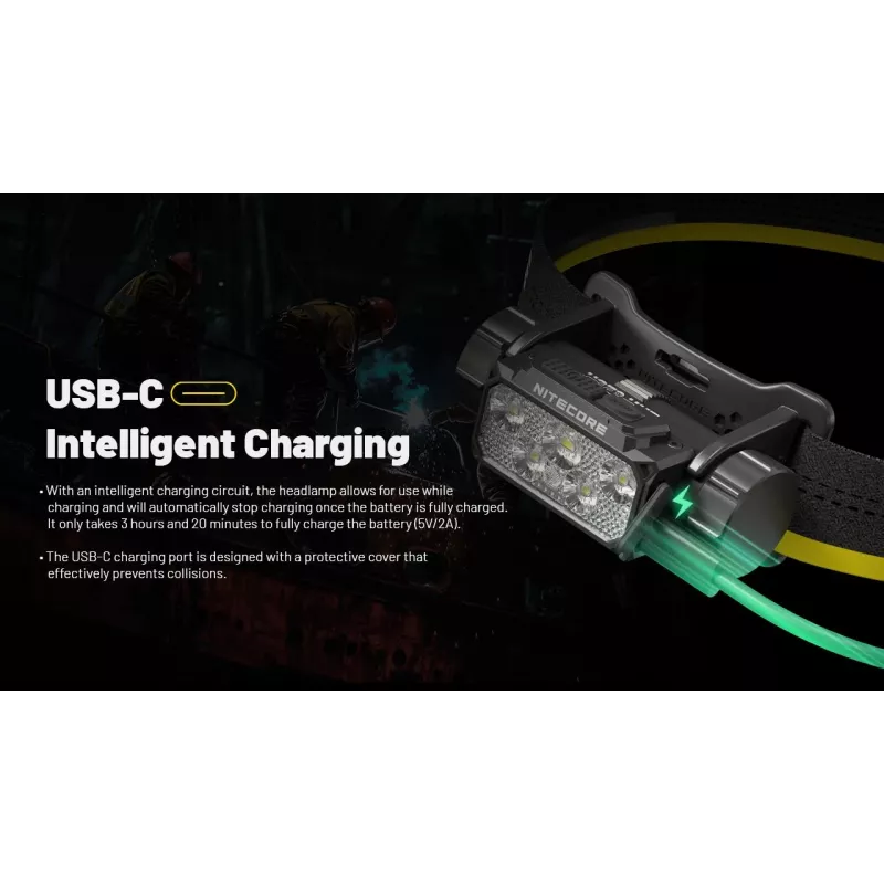 Nitecore HC70 UHE otsalamppu, 1600 lm, 6 LEDiä, IP68, USB-ladattava, alumiini, 172 g, musta