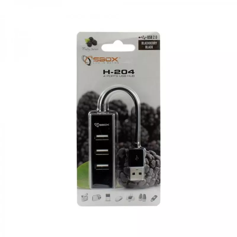 Sbox H-204 USB 4-porttinen keskitin musta