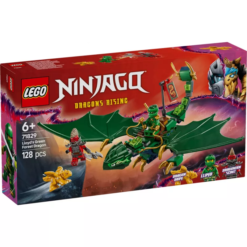 Rakennuslelu LEGO NINJAGO 71829 Lloyds Green Forest Dragon, 128 osaa, 2 minifiguuria, yli 6-vuotiaille