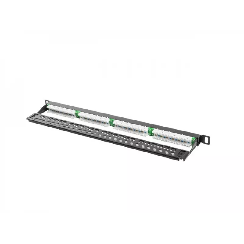 Lanberg PPU5-0024-B - RJ-45 - Cat5, Cat5e - musta - metalli - räkkiasennus - 0,5HE (PPU5-0024-B)
