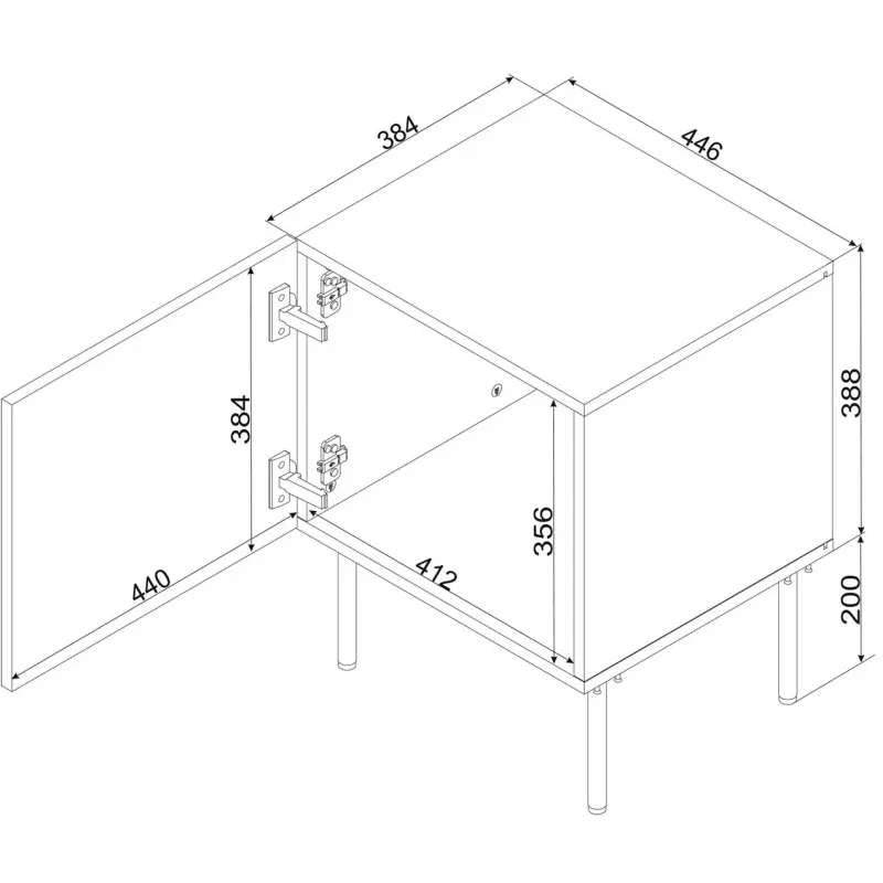 Yöpöytäsarja 2 kpl Cama Meble ISLA 44,5×40×59 cm musta matta MDF/lastulevy