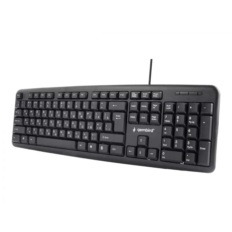 Näppäimistö Gembird KB-U-103-RU toimisto USB QWERTY englanti venäjä musta