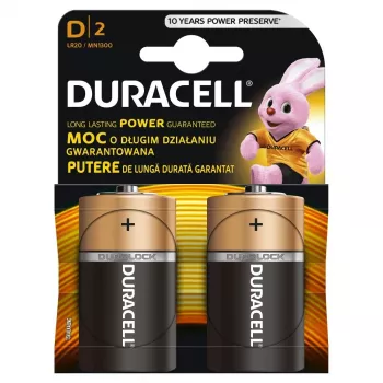 Duracell Basic D (R20) paristo — 2 kpl:n pakkaus, ensisijaiset sinkki-hiili-kenno