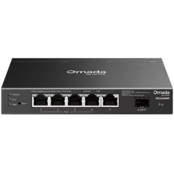 Verkkokytkin TP-LINK SG2206MP L2 Gigabit Ethernet PoE 5-porttinen (5x Gigabit, 1x SFP, PoE+ 4 porttia, 63W budjetti)