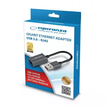 Esperanza ENA101 Ethernet 1000 Mbit/s sovitin USB 3.0-RJ45