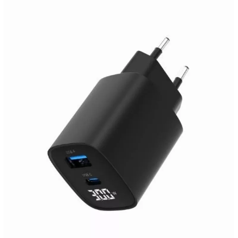 Mobiililaturi Gembird TA-UC-PDQC30LCD-BK-01 pikalataus musta