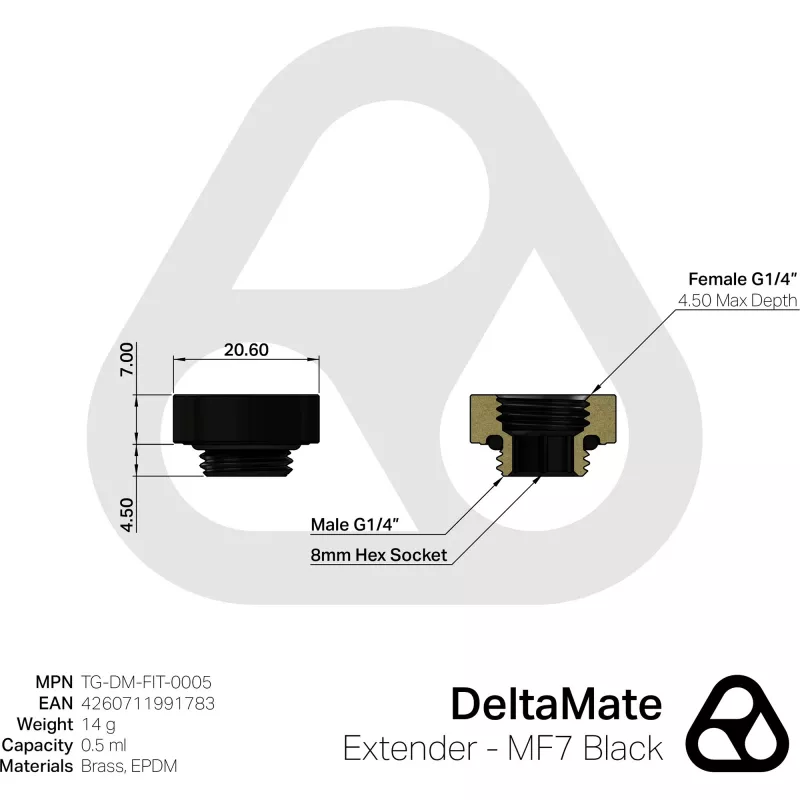 Thermal Grizzly DeltaMate Extender - MF7 musta (TG-DM-FIT-0005)