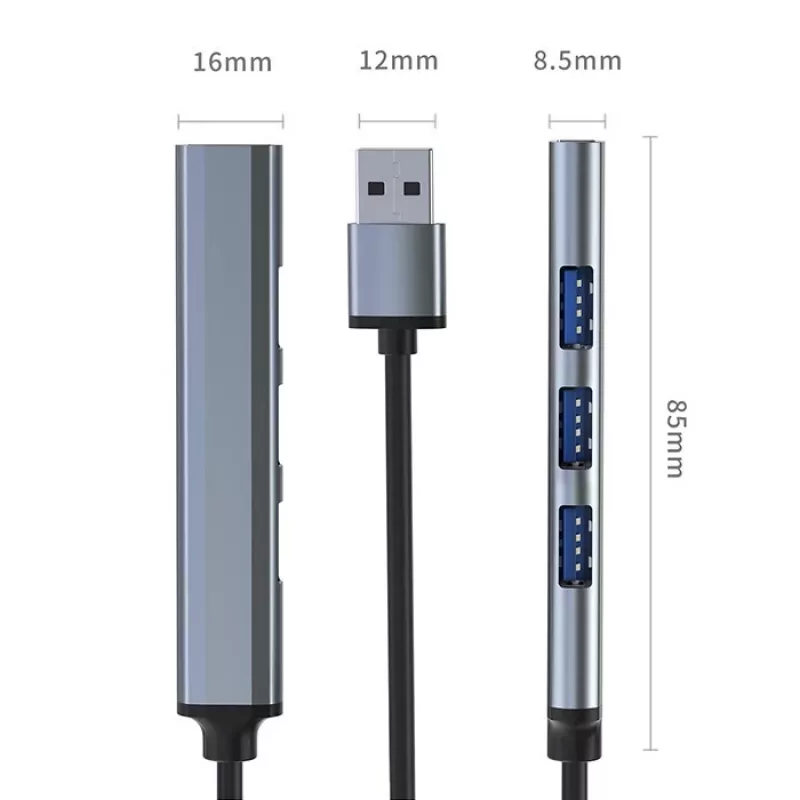 USB-keskitin QOLTEC 53793 — USB 3.0 tulo, 3× USB 2.0 liitäntää