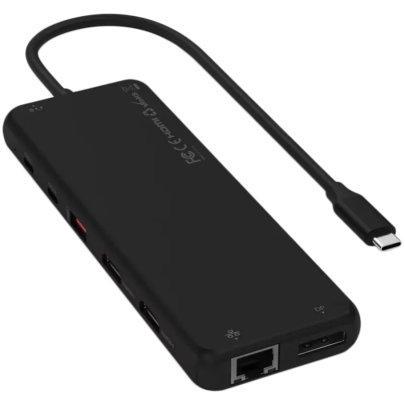 Multiport USB-C -sovitin Satechi ST-P3D13K 13-in-1 triple-display-tuella