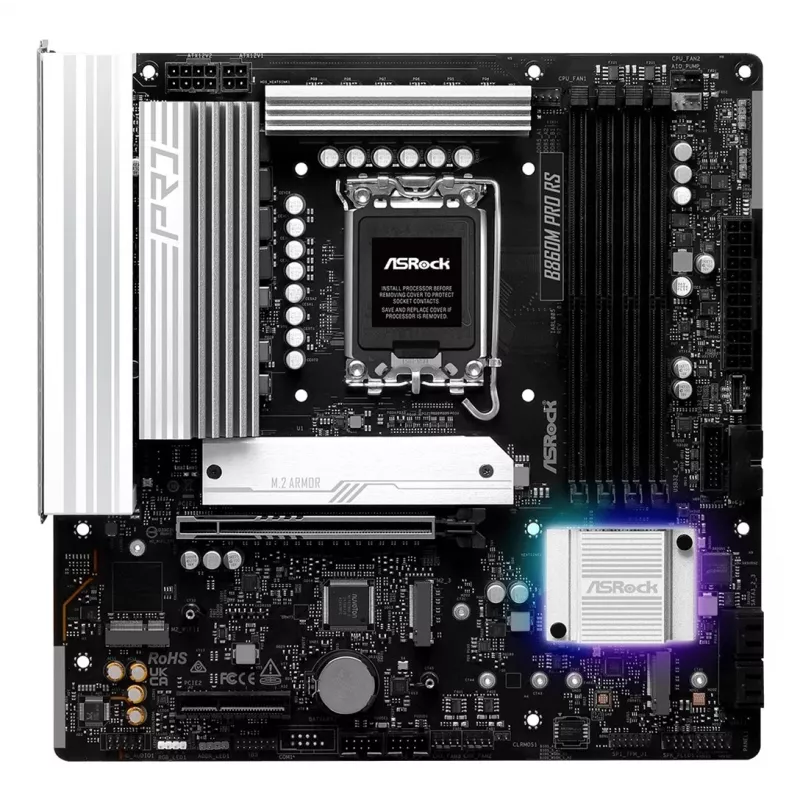 Emolevy ASROCK B860M Pro RS — Intel B860, LGA 1851, micro ATX, DDR5, 4× DIMM, 2.5Gb LAN, 1×PCIe5 x16