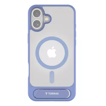 Suojakotelo Torras Pstand Series iPhone 16:lle — sininen, ohut istuvuus integroidulla jalustalla