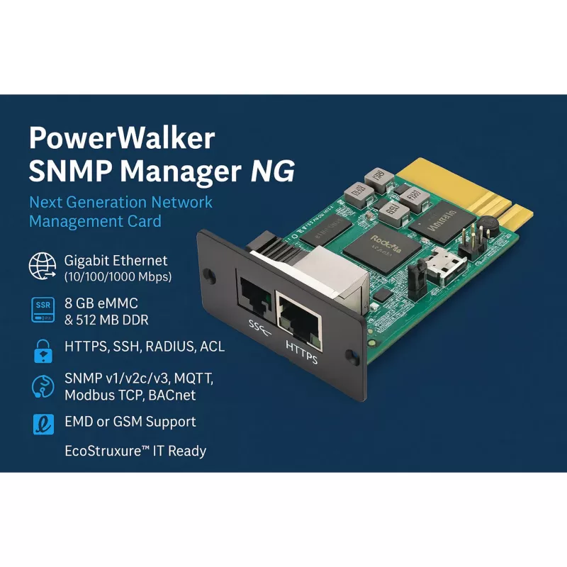 Verkon SNMP-hallinta PowerWalker Bluewalker 10131023 — keskitetty UPS-hallinta SNMP:n kautta
