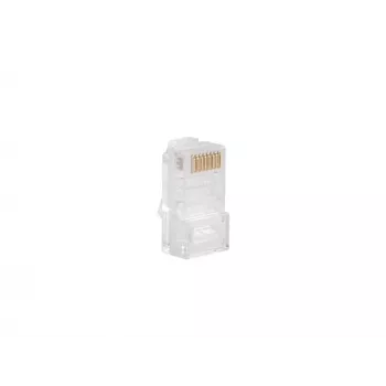 LANBERG RJ-45 kaapeliliitin PLU-5000, U/UTP (UTP) suojaus, läpinäkyvä valkoinen, 100 kpl:n pakkaus