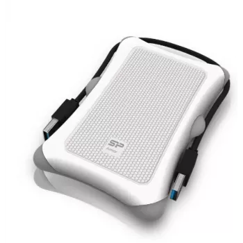 Kiintolevykotelo Silicon Power Armor A30 — 2,5 tuuman, yksi paikka, USB 3.2 Gen 1, valkoinen, muovi/kumi