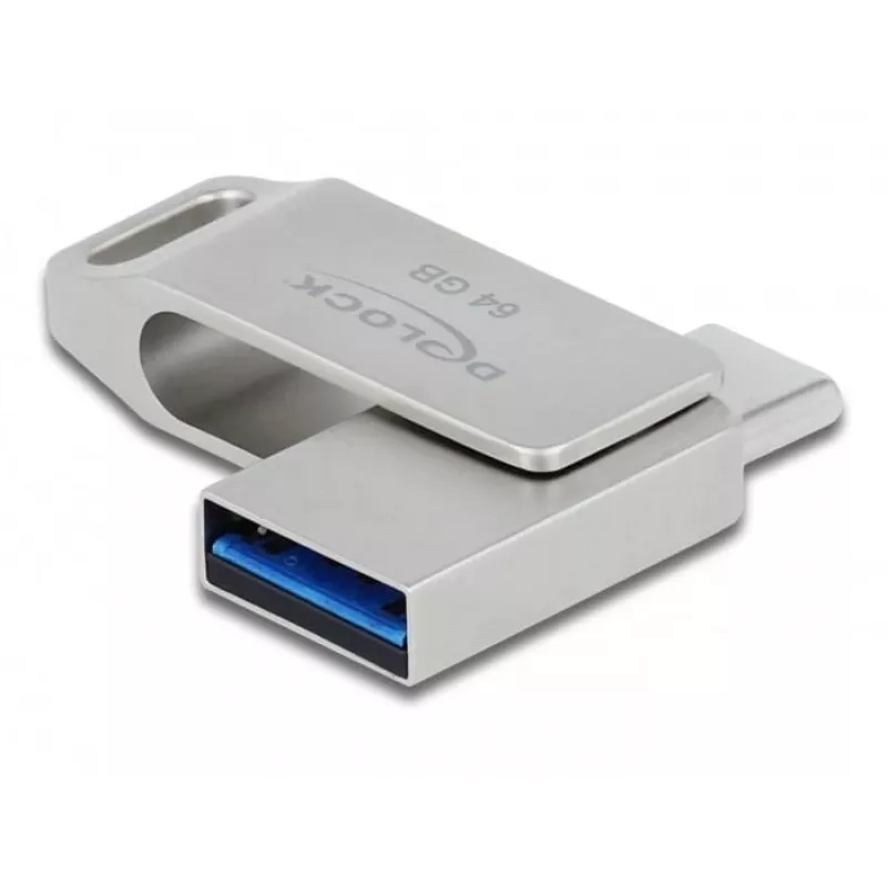 USB-muistitikku DeLOCK 64 GB USB-C Type-A kääntyvä metallikotelo