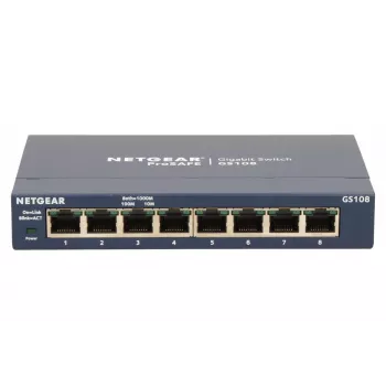 Hallitsematon kytkin NETGEAR GS108GE, 8 porttia, Gigabit Ethernet, 16 Gbit/s