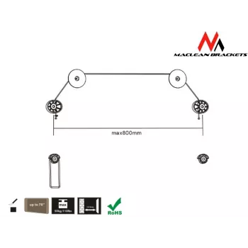 Maclean MC-557 - VESA-monitori-/TV-teline, ultrahohut, 32-55
